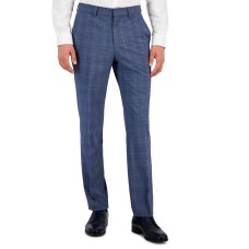 Hugo Boss Men’s Modern-Fit Plaid Wool Blend Suit Trousers – Blue, 30R