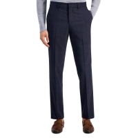 Hugo Boss Men’s Modern-Fit Plaid Wool Blend Suit Trousers – Navy, 38R