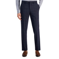 Hugo Boss Men’s Modern-Fit Plaid Wool Blend Suit Trousers – Navy, 38R