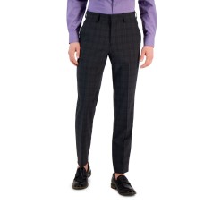 Hugo by Hugo Boss Men’s Modern-Fit Check Suit Pants, Charcoal, 36R