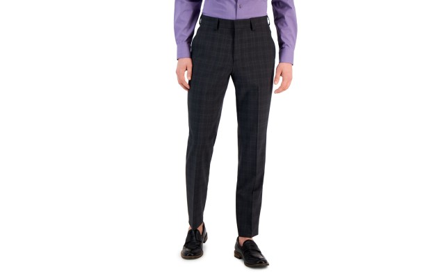 Hugo by  Men’s Modern-Fit Check Suit Pants, Charcoal, 36R