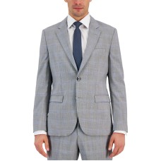 Hugo by Hugo Boss Men’s Modern-Fit Plaid Wool Suit Jacket, Grey, 40S