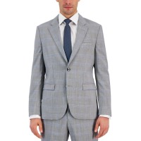 Hugo by Hugo Boss Men’s Modern-Fit Plaid Wool Suit Jacket, Grey, 42S