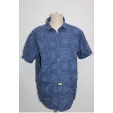 Hurley Mens Chambray Strech Shirt, Stone Blue, Large