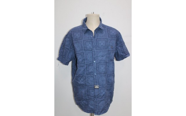  Mens Chambray Strech Shirt, Stone Blue, X-Large