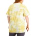  Womens Plus Trendy Tie-Dyed Cotton Graphic Print T-Shirts, Yellow, 3X