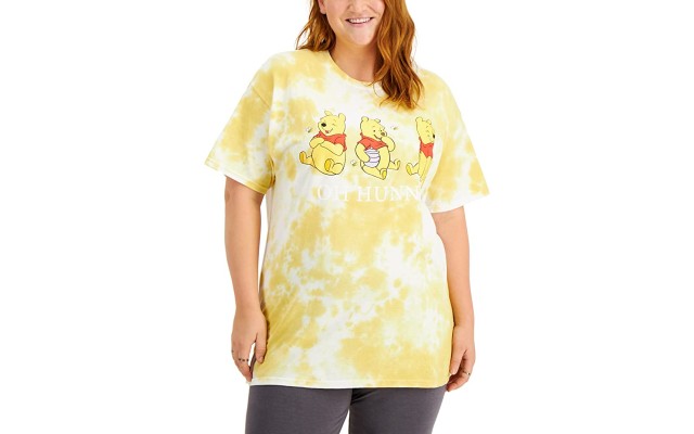  Womens Plus Trendy Tie-Dyed Cotton Graphic Print T-Shirts, Yellow, 3X