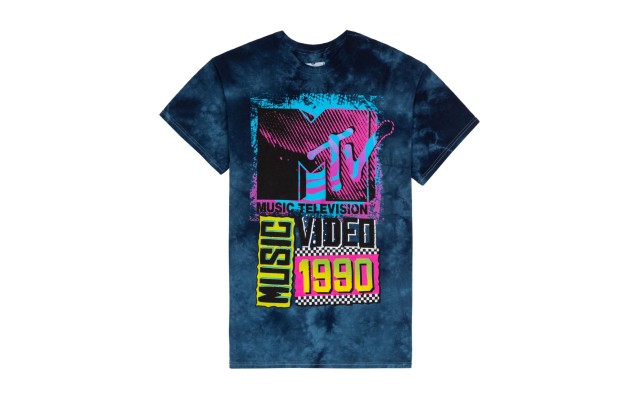 Hybrid Men’s Mtv Music Video Graphic T-Shirt, Navy, Medium