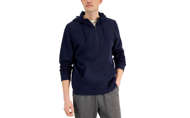  Men's 1/2-Zip Pullover Hoodie, Navy, Medium