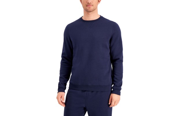  Men’s Fleece Pullover Crewneck Sweatshirts, Navy, 3X-Large