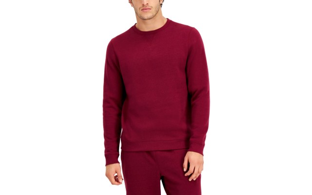  Men’s Fleece Pullover Crewneck Sweatshirt, Wine, XXXL