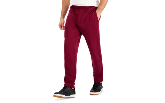  Mens Solid Fleece Pants, Wine, wine, Small