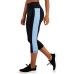  Colorblocked Cropped Leggings, Medium, Black/Aqua