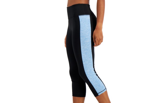 Colorblocked Cropped Leggings, Medium, Black/Aqua