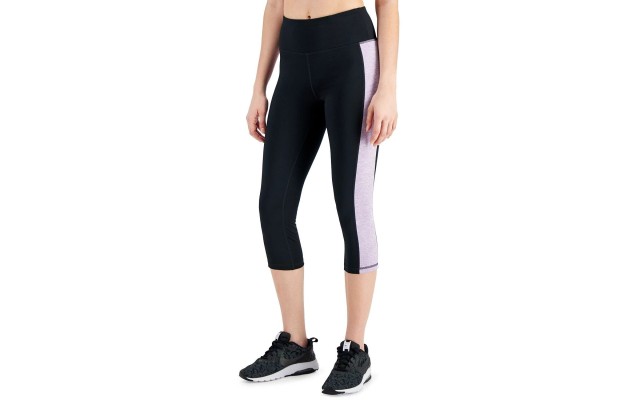  Colorblocked Cropped Leggings, Small, Purple/Black