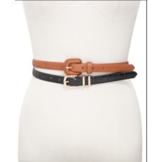 Inc 2-for-1 Croco-Embossed Skinny Belts