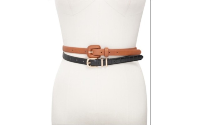  2-for-1 Croco-Embossed Skinny Belts