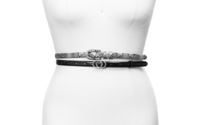 Inc 2-Pk. Skinny Belts, Silver/Black, Medium