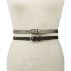 INC International Concepts 2-for-1 Embossed & Solid Belts (Black, L)