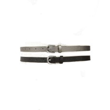 INC International Concepts 2-for-1 Solid Belts (Black/Silver, S)