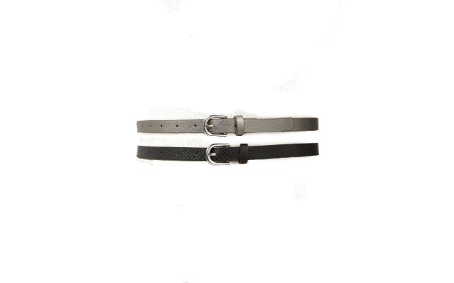 2-for-1 Solid Belts (Black/Silver, S)