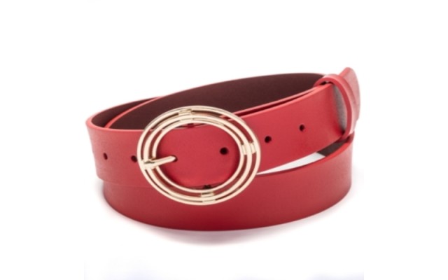  Concepts Circle-Buckle Belt, Dark Red, Large