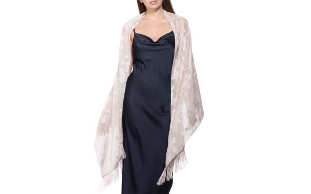  Clipped Floral Evening Wrap, Blush, One Size