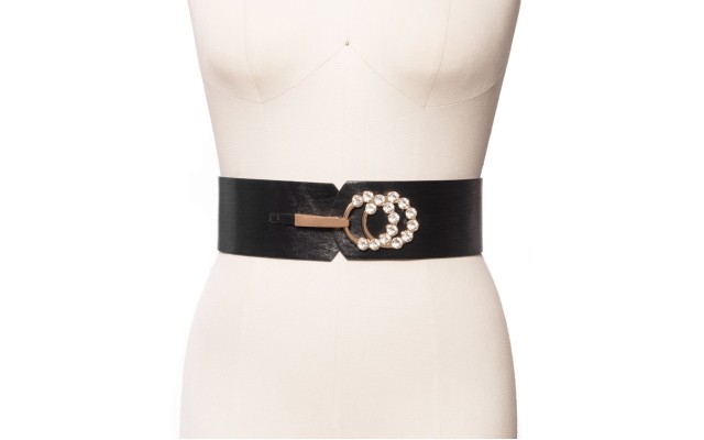  Concepts Embellished Stretch Belt, Black, 34X16
