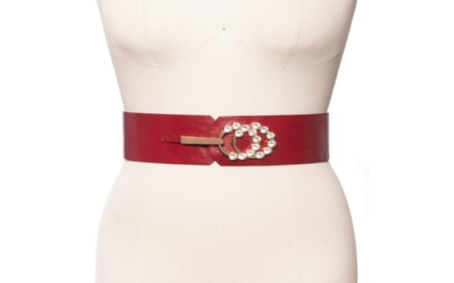  Embellished Stretch Belt Dark Red Xl