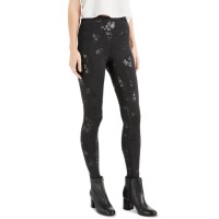 Inc International Concepts Floral-Embossed Compression Leggings, Black, X-Small