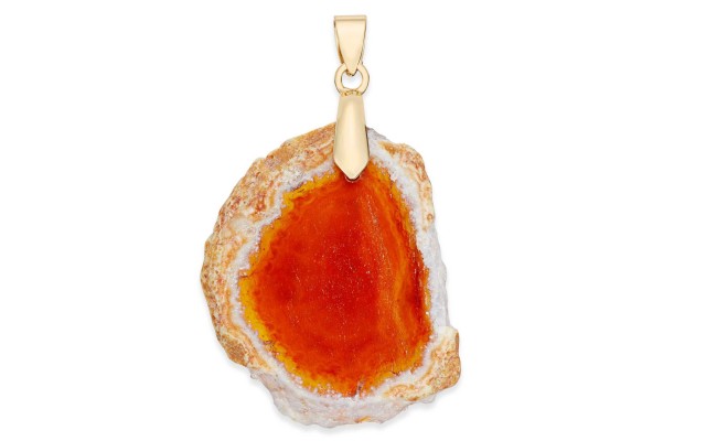  Gold-Tone Red Agate Stone Charm – Red