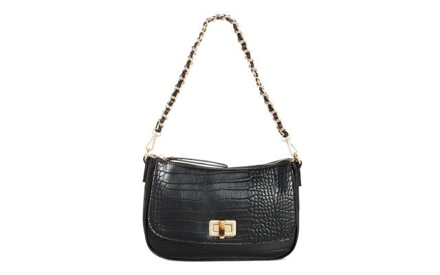  Holliee Flap Baguette Shoulder Bag, Black