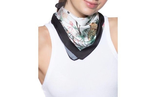  Concepts Jungle Botanical Bandana Scarf, White/Black