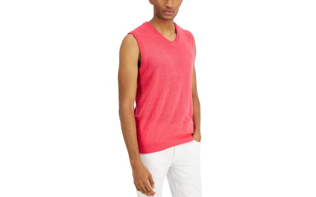  Men’s Adrienne Sweater Vest, Cherry Soda, X-Large