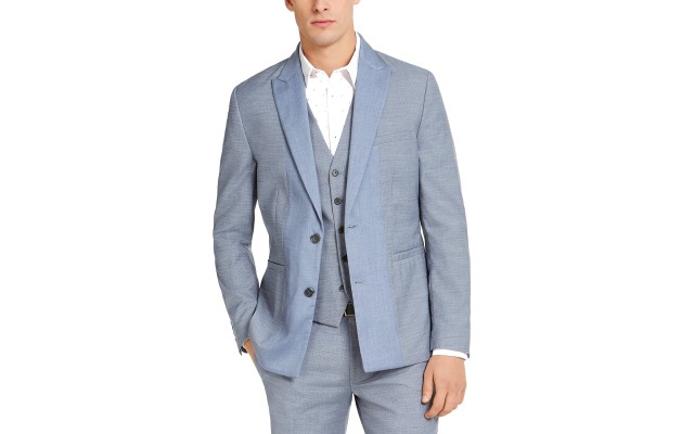  Men’s Dwayne Slim-Fit Blazer Jacket (Navy, L)