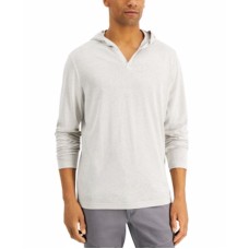 INC International Concepts Mens Jamie Hooded Shirt, Stucco Grey, XX-Large