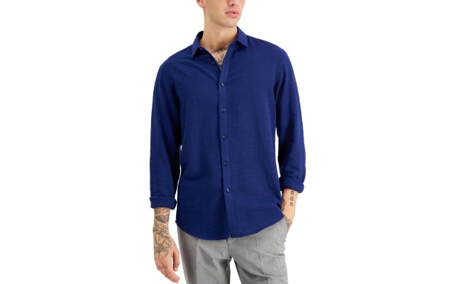 s Men’s Long-Sleeve Sheer Slub Shirt Size: Large