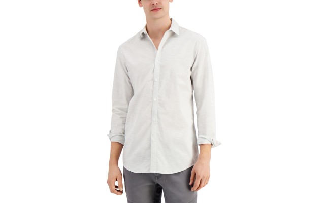  Mens Melange Shirt, Grey Combo, Medium
