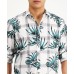  Mens Regular-fit Plaid Botanic Print, White Pure, Medium