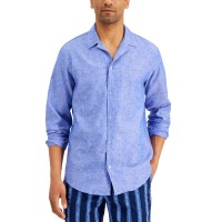 INC International Concepts Men’s Regular-Fit Textured Camp Shirt, Deep Cobalt, Large