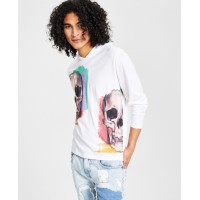 INC International Concepts Men’s Skull Hoodie, White/L