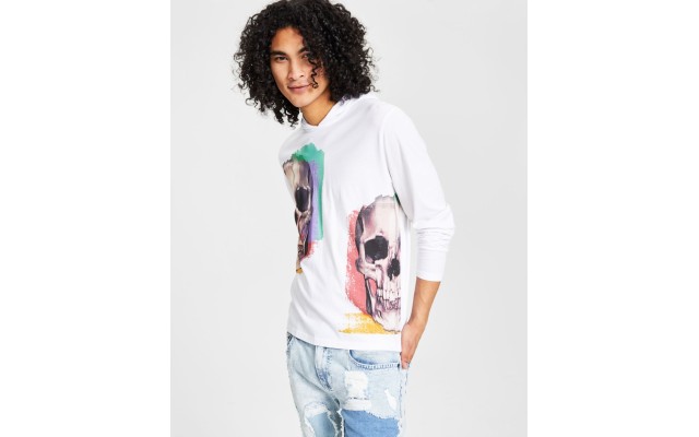 s Men’s Skull Hoodie, White/L