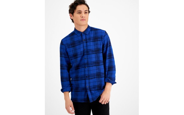  Mens Thomas Plaid Shirt Blue Combo Large