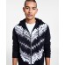  Men’s Tie-Dye Zip-Up Hooded Sweater, Black, X-Small