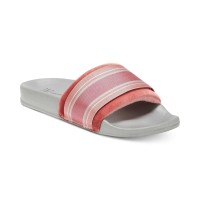 INC International Concepts Microvelour Varsity Slide Slippers (Gray/Wine, XL)