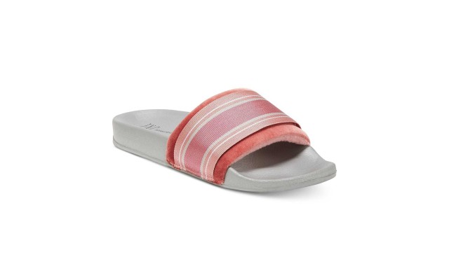  Microvelour Varsity Slide Slippers (Gray/Wine, XL)