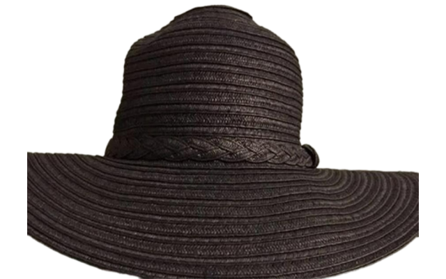  Mixed Braid Floppy Hat, Black