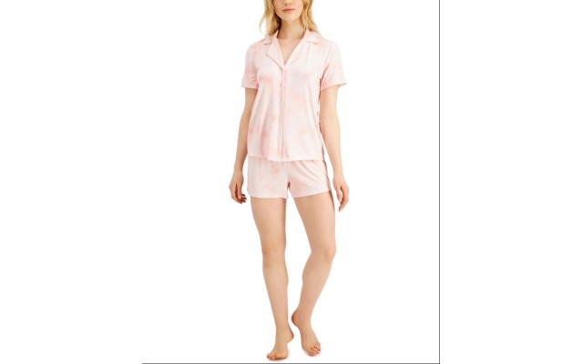  International Concepts Printed Knit Pajama Shorts Set Tie-dye Medium