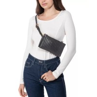 Inc International Concepts Quilted Faux Crocodile Convertible Belt Bag, Gray, Medium