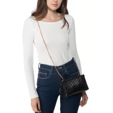 Inc International Concepts Quilted Faux Crocodile Convertible Belt Bag,Black, Meidum